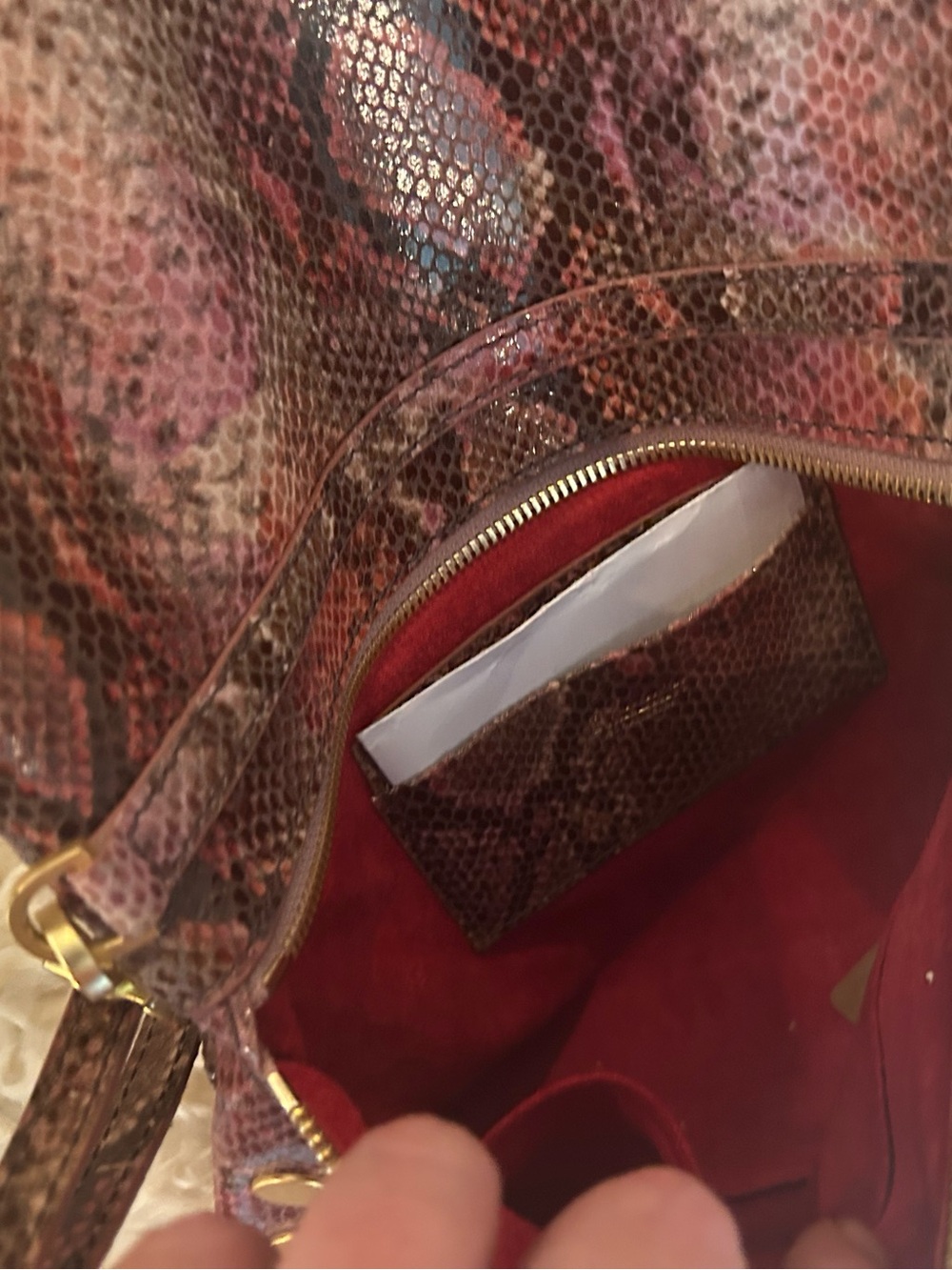 Limited edition Hammitt Snake Print Leather crossbody purse in Brown/Red - Picture 5 of 8